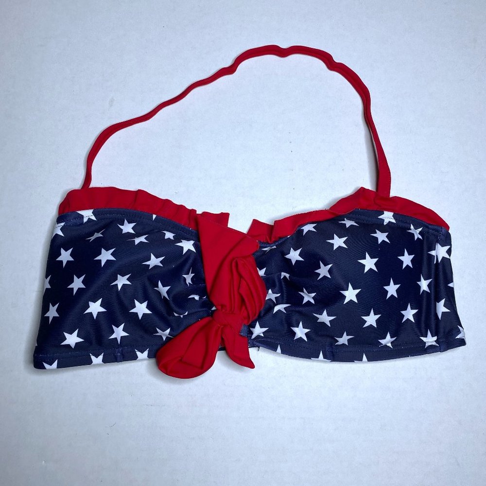 Lauren James Patriotic Red, White & Navy Blue Star-Print Bandeau Swim Top Women